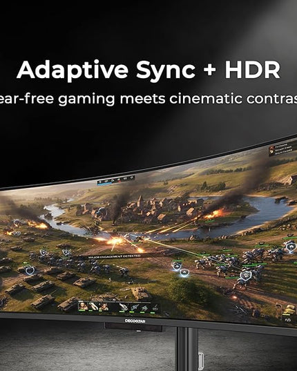 Deco Gear 49-inch QD-OLED Curved Gaming Monitor, 240Hz, 5120x1440 DQHD, Black, 32:9 Ultrawide Display, HDR400, 0.03ms Response, USB-C 90W, KVM Switch