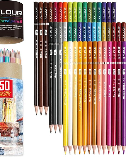 KALOUR Premium Colored Pencils,Set of 50 Colors,Artists Soft Core with Vibrant Color,Ideal for Layering Blending Shading,Color Pencils for Adults Beginners Coloring Book…