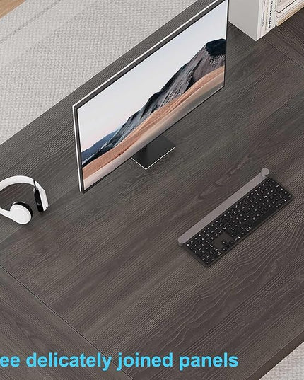 HSH Extra Long Home Office Desk, Industrial Metal Wood Computer Desk, Large PC Laptop Table for Two Person Executive Writing Work Study Gaming, Bedroom Living Room Dual Monitor Desk, Dark Gray,78 Inch