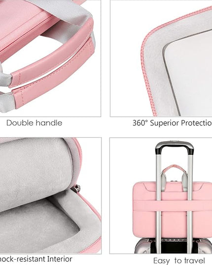 Lacdo 360° Protective Laptop Shoulder Bag, 16 inch Laptop Bag for 16 inch New MacBook Pro M4/M3/M2 /M1 Pro Max A3403 A3186 A2991 A2780 A2485 2024-2019, 15" Surface Laptop 7th Copilot+PC Computer, Pink