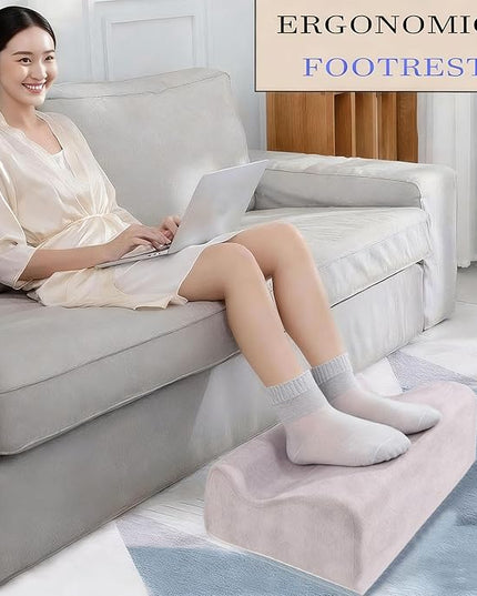 Foot Rest for Under Desk at Work, Ergonomic Under Desk Footrest with Washable Cover, Memory Foam Foot Stool for Office Chair & Gaming Chair, Back & Hip Pain Relief, Light Grey