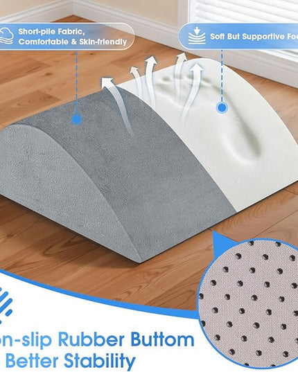 Foot Rest for Under Desk at Work - Non-Slip Foot Stool with 3 Adjustable Heights, Ergonomic Under Desk Footrest with Washable Cover for Desk, Home, Office, Car (Light Grey)
