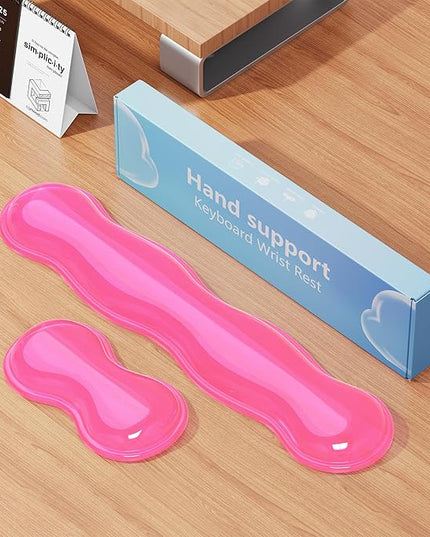 Gel Keyboard and Mouse Wrist Rest Set, Comfort Ergonomic Wrist Support, for Wrist Pain Relief, Computer Keyboard Wrist Rest (Pink)