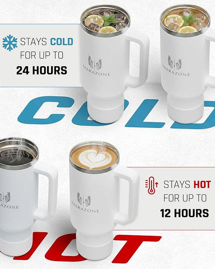 40 oz Tumbler with Straw and Leakproof Lid for Hot and Cold Drinks - Stainless Steel Travel Mug Fits Cup Holder, Reusable Water Bottle with accessories, Gift for Women and Men - Pure white