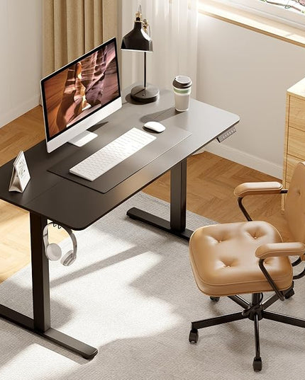 Adjustable Standing Desk, 47x24 Inches Home Office Desk with Memory Preset, Home Office Desk Computer Workstation Splice Black Top + Black Frame