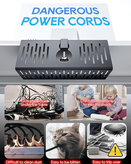 NODOCA No Drill Under Desk Cable Management Tray, 14'' Wire Management, Punch-Free Clamp on, Metal Cable Tray, Wire Organizer Under Desk, Under Desk Basket for Office and Home, Black(2 Packs)