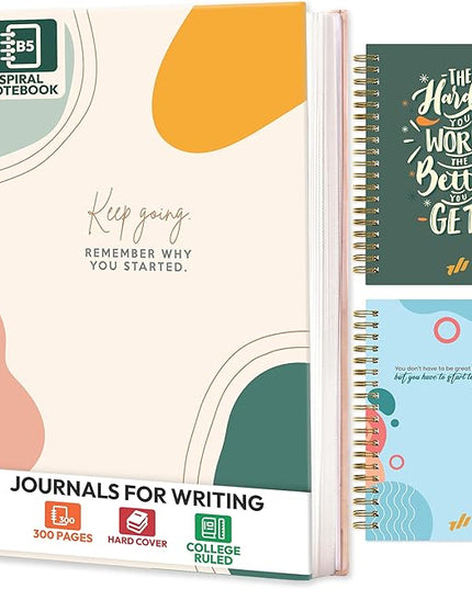 Spiral Notebook 3-Pack – 3 Subject B5 College Ruled Journaling Notebooks, 300 Pages, 100 GSM Thick Paper, 10.25" x 7.25", with Dividers, School Supplies for Students, Professionals