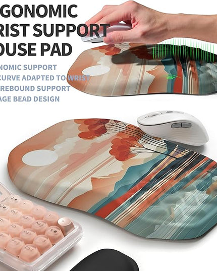 2-in-1 Ergonomic Set, Wave Keyboard Wrist Rest and Massage Slope Mouse Pad Wrist Support, Rebound Memory Foam for Relieve Carpal Tunnel Syndrome and Wrist Pain (Landscape)
