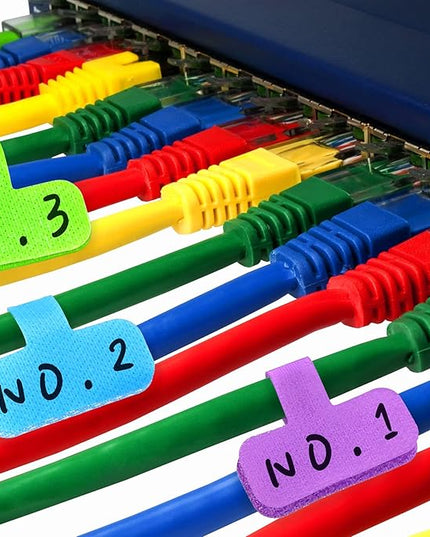 80 Pieces Self-Adhesive Cable Labels Multi-Color Cord Wire Labels, Nylon Writable Oval Tags, Hook and Loop Wire Tags for Cable Management, Computers and More