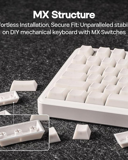 EPOMAKER Creamy Jade PBT Keycaps, 142 Keys, Double Shot, Cherry Profile, 60%/75%/96%/Full Size, Custom Keyboard Keycaps Set for Mechanical Gaming Keyboard (White)