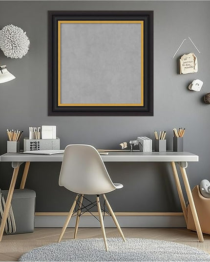 Amanti Art Black Framed Magnetic Board 26x26 Medium Vision Board for use with Magnets, 100% Metal Sheet to Display Items as Office Decor or for Home Organization in mudroom, Kitchen or Kids Room
