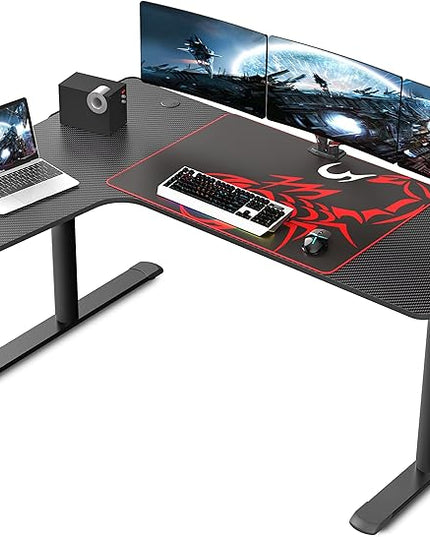 EUREKA ERGONOMIC L Shaped Gaming Desk, 60 Inch L60 Home Office Corner PC Computer Gamer Table Large Writing Workstation Gifts w Mouse Pad Cable Management, Space Saving, Easy to Assemble, Left, Black