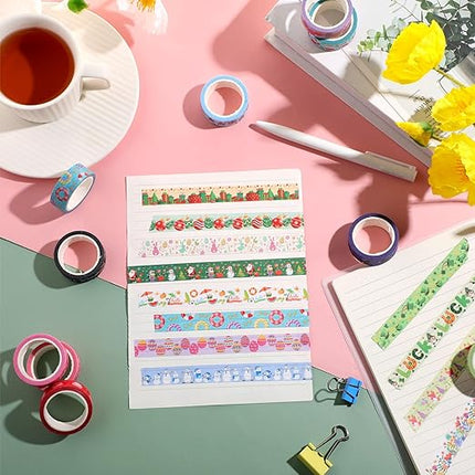 TaoBary 33 Rolls Holiday Plaid Washi Tape, 15 mm Seasonal Washi Tape Set Bohemian Colorful Vintage Cute for Card Wrapping Craft(Festive Style)