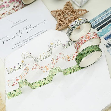 Songdao 18 Rolls Seasons Flowers Washi Tape Set Floral Arts Adhesive Tapes Blooming Garden Decorative Masking Tape Sets for Craft, Kids, Scrapbook, DIY, Gift Wrapping (Spring)