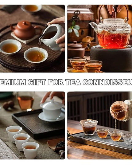 Organic Pu-erh Tea Brick Gift Set - Aged 10 Years Organic Pu'er Ripe Tea Cake, 50g x 8 Cakes Pu-erh, Premium 2015 Harvest Aged Fermented Chinese Black Puerh Traditional Puer for Gifts, Daily Drinking