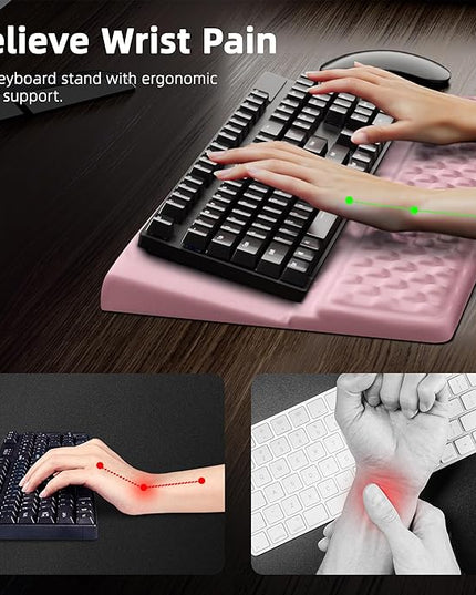 Ospelelf Keyboard Wrist Rest Pad, Comfy Ergonomic Keyboard Stand Riser Holder, Computer Wrist Support Cushion forTyping, Light Pink