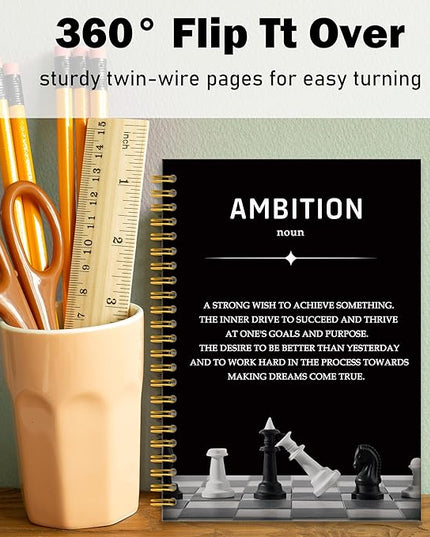 Ambition Motivational Notebook Journal, Inspirational Journal Notebook for Work, Office Gifts for Coworker Colleague, Gifts for Employees, Hardcover Spiral Notebooks 5.5x8.3