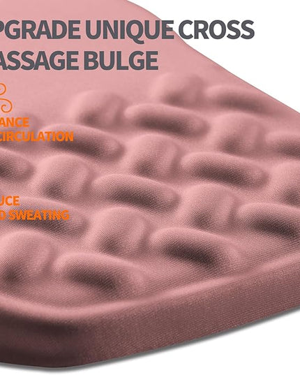 Ergonomic Slope Mouse Pad Wrist Support, Wrist Rest Mousepad for Carpal Tunnel Pain Relief with Massage Bulge and Slow Rebound Memory Foam (12x8 inch, Pink)