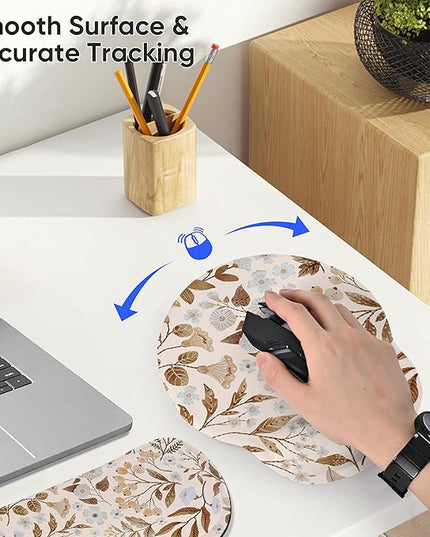 RICHEN Mouse Pad and Keyboard Wrist Rest, 3-in-1 Computer Mousepad and Coaster Set, Non-Slip Keyboard Wrist Rest and Mouse Pad Set Ergonomic Design (YKMWR-59)