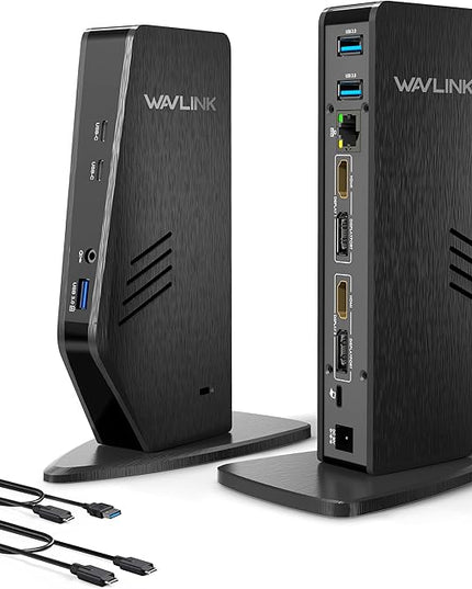 WAVLINK Universal Laptop Docking Station - Dual Monitor Support for Windows and Mac, 5K/Dual 4K@60Hz (2 HDMI, 2 DP, 3 USB, 2 USB-C, Ethernet, Audio&Mic)