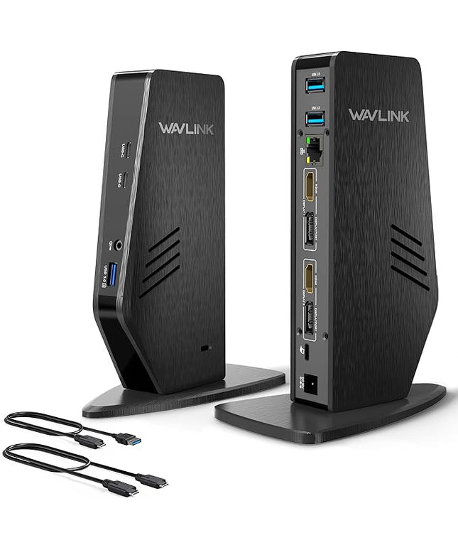 WAVLINK Universal Laptop Docking Station - Dual Monitor Support for Windows and Mac, 5K/Dual 4K@60Hz (2 HDMI, 2 DP, 3 USB, 2 USB-C, Ethernet, Audio&Mic)