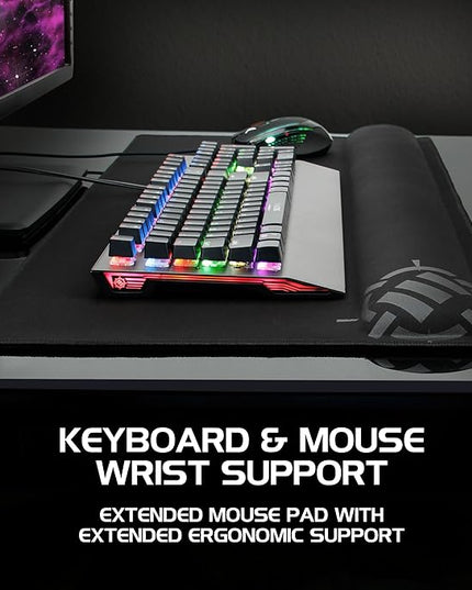 ENHANCE XXL Large Mouse Pad for Desk with 2XL Ergonomic Memory Foam Wrist Rest Support (31.5 x 13.78 x 1 inches) - Desk Pad with Anti-Fray Stitching & Soft Cushion Mat Surface, Designed in The U.S.
