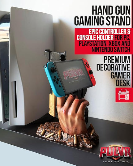 Exclusive Gaming Controller Holder & Headset stand figure for GTA VI and Call of Duty and Fortnite Gaming Room Decor | Staff Room accessories For PC PlayStation & Xbox | Shooter Decor | Present For Gamers Adults Kids Accessories