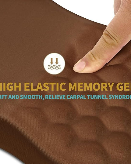 Hokafenle Ergonomic Mouse Pad Wrist Support with Massage Design, Wrist Rest Pain Relief Mousepad with Memory Foam&Non-Slip PU Base, Mouse Pads for Wireless Mouse & Desk (12x8 inch,Brown)