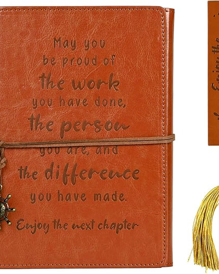 Leather Journal Notebook Retirement Gift For Woman Man, Coworker Going Away, Thank You, Goodbye, Appreciation, Inspirational Gifts For Friend, Employee, Boss, Coworkers (Going away gift)