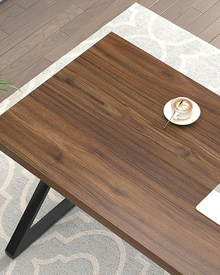 FOLUBAN Home Office Desks, Modern Wood and Metal Writing Study Work Table, Industrial Computer Desk for Bedroom Living Room, Rustic Walnut, 47 Inch