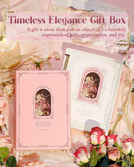 Thick Journal for Women & Girls, 360 Pages A5 Writing Journaling Notebook with Paintings, Women Journal for Writing, Vintage Journal with Gift Box & Pen for Girls Gift Ideas (Candy Pink)