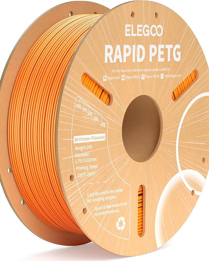 ELEGOO Rapid PETG Filament 1.75mm Orange 1KG, High Speed 30-600mm/s 3D Printer Filament Dimensional Accuracy +/- 0.02 mm, 1kg Cardboard Spool(2.2lbs) Fits for Most FDM 3D Printers