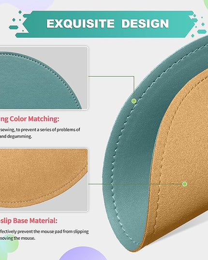 Mouse Pad，Round Mouse Pad，PU Mouse Pad，Leather Mouse Pad with Stitched Edge Micro-Fiber Base with Non-Slip Waterproof，Mouse Pad for Computers，Laptop，9 x 9 Inch (Ultramarine)