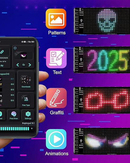 Programmable Light for Car,7"*3" LED Sign,Control by APP,Custom Colors, Patterns, and Text for Car and Store