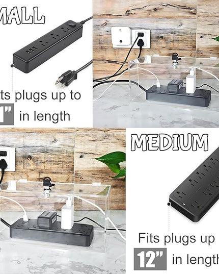 2PC Acrylic Plug Organizer Upgrade,Cable Management Box with Lock,Cable Organizer Box for Surge Protector Power Strip,TV Computer,Cable Wires of Home,Office,Child and Pet Proof