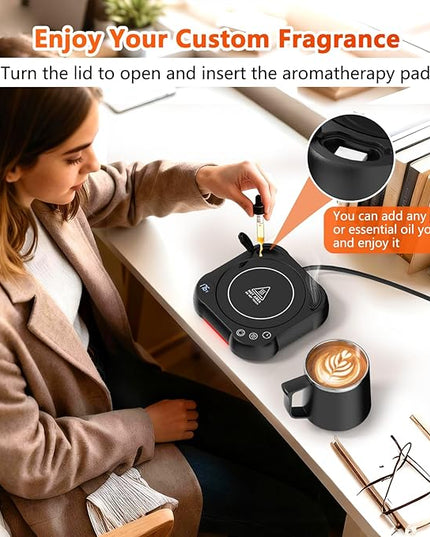 Coffee Mug Warmer & Cup Set - Desk Coffee Cup Warmer for Office/Home with 8-Temp Fast Heating (176℉ Max), Auto Shut Off, Gravity-Induction, 1-12H Timer - Ideal Gift for Coffee Lovers