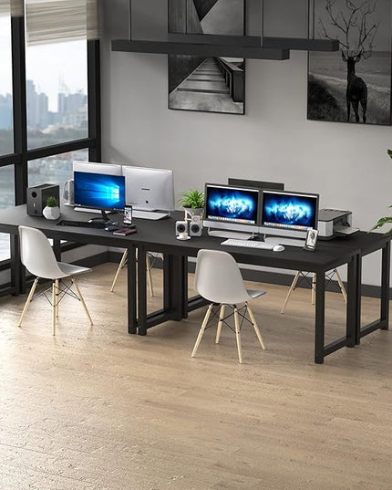 NSdirectModern Computer Desk 63 inch Large Office Desk Writing Study Table for Home Office Desk Workstation Wide Metal Sturdy Frame Thicker Steel Legs, Black.