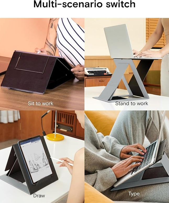 MOFT Folding Laptop Stand Lap Desk, Portable & Mini Computer Stand Laptop Desk for Travel and Home Office, Ergonomic Design with Adjustable Viewing Angles, Lightweight Computer Cooling Riser, Black