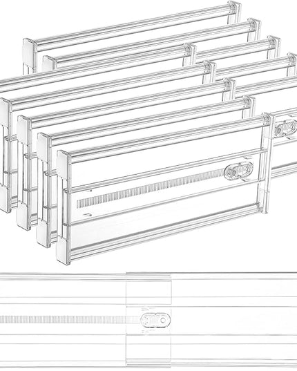 Vtopmart 10 Pack 6" Tall Upgrade Drawer Dividers for Big and Deep Drawer, 12.8"-22.3" Adjustable Expandable Dresser Drawer Organizer, Clear Plastic Separators for Dresser, Baby Supplies, Kitchenware