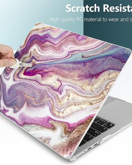 DONGKE for M4 MacBook Air 13.6 Inch Case 2025 2024 2023 2022 Model A3240 A3113 A2681 M3 M2 Chip, Plastic Hard Shell Case Cover with Touch ID for MacBook Air 13 Inch M4 - Marbling Art