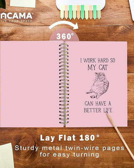 Lacama Pink Cat Notebook, Gifts for Cat Lovers, Funny Notebooks for Work, 160 Pages, Office Humor Gifts, School Office Supplies, 5.5"x8.3" I Work Hard So My Cat Can Have A Better Life Journal Notebook