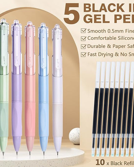 62PCS Aesthetic School Supplies with Cute Pencil Case, Pastel Highlighters Black Ink Gel Pens Mechanical Pencils Kit, Back to School Supplies College Essentials Preppy Stationary Set for Student Girls