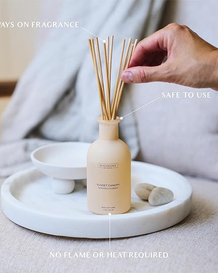 Benevolence LA Reed Diffuser for Home | Patchouli & Ebony | Elegant Home & Bathroom Decor | Long-Lasting Oil Diffuser Sticks | Malibu Sands Collection