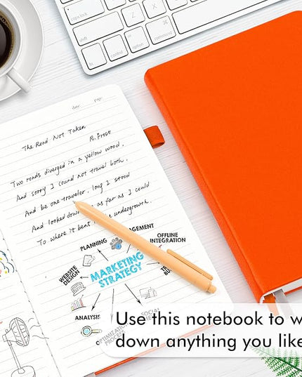 12 Pack Notebooks Journals Bulk with 12 Black Pens, Feela A5 Hardcover Notebook Classic Ruled Journal Set with Pen Holder for School Business Work Travel Writing, 120 GSM, 5.1”x8.3”, Orange