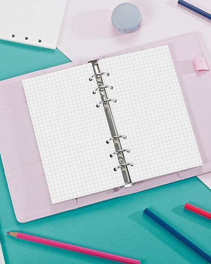 A6 Loose Leaf Refill Paper, 171x94mm, 135 Sheets 5mm Grid Planner Refills, 6-Ring Binder Compatible, 100GSM Insert Papers for Notebooks, School, Office, College Notes, Journaling & Printing