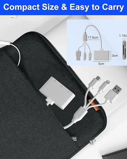 Digital Camera Adapter XD Card Reader - 2025 New SD Card Reader for iPhone 17/16/15/14/iPad/PC/Android/MAC, 3 in 1 Lightning+USB A+USB C OTG Adapter Plug & Play MicroSD SD/TF/XD Picture Reader