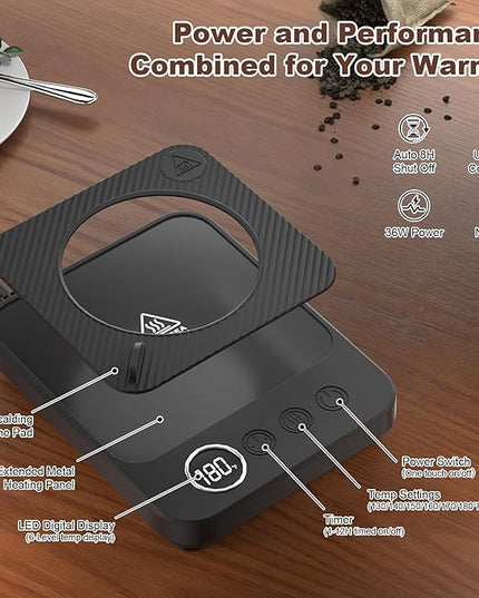Coffee Mug Warmer & Mug Set for Desk, Smart Coffee Cup Warmer with 16oz Heated Mug, Coffee Heater with Auto Shut Off for Office/Home, Birthday/Valentine's Day/Coffee Gifts for Men & Women, Black
