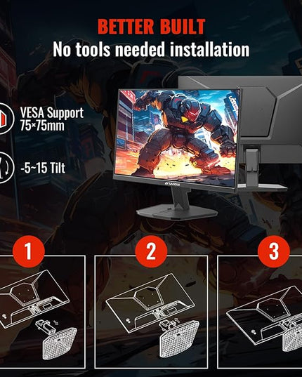 SANSUI 24 Inch Gaming Monitor 200Hz 180Hz 1Ms FreeSync HDR 110% sRGB FHD 1080P Computer Monitor HDMI DP Ports Eye Care Frameless VESA Mount Cable Management (ES-G24F4L HDMI Cable Included)