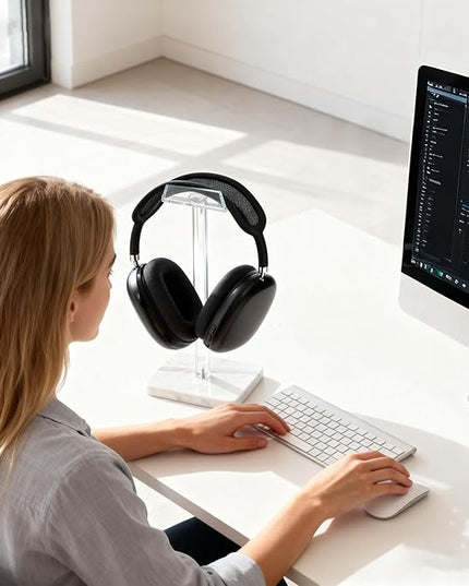 Acrylic Marble Headset Holder Headphone Holders for Desk, Gaming Headphone Stand,Universal Holder for Music Headset Accessories 1 Pack(DP029)