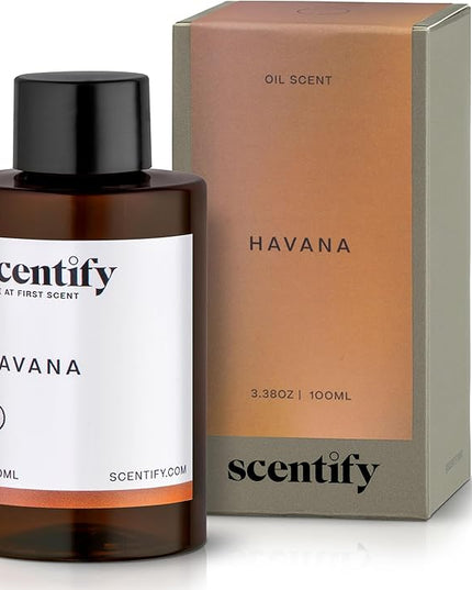 Scentify Havana Aroma Oil Refill Scent for Oil Diffusers - Oak Moss, Rum, Paprika, Mahogany Scents - Luxurious Relaxing Aromatherapy Diffuser Fragrance 100ml, 3.38 oz